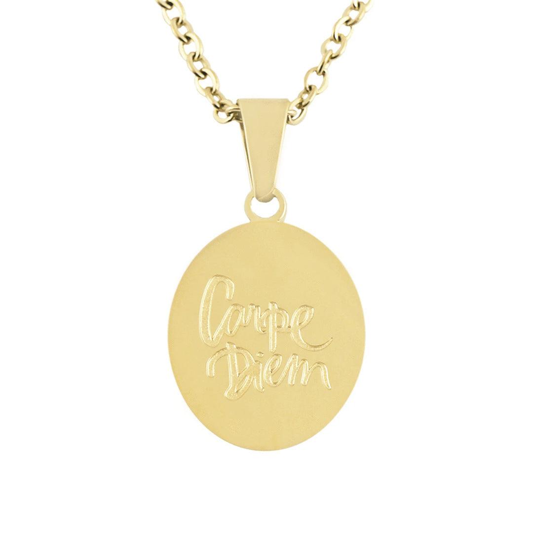 FRENCH RIVIERA, Carpe Diem surgical steel necklace with pendant