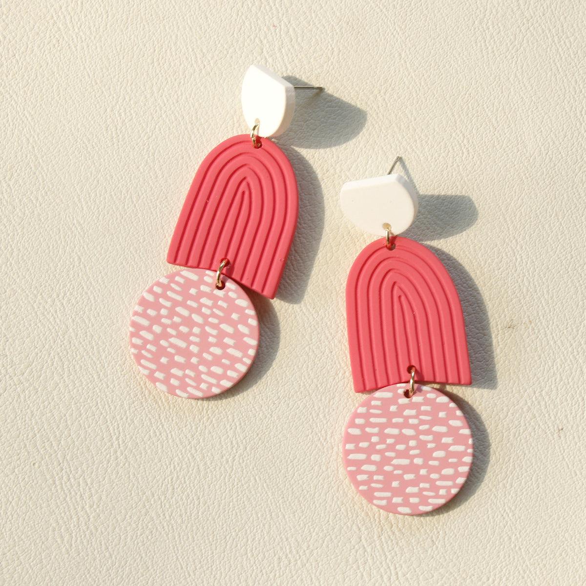 FRENCH RIVIERA|Lilly pink graphic earrings