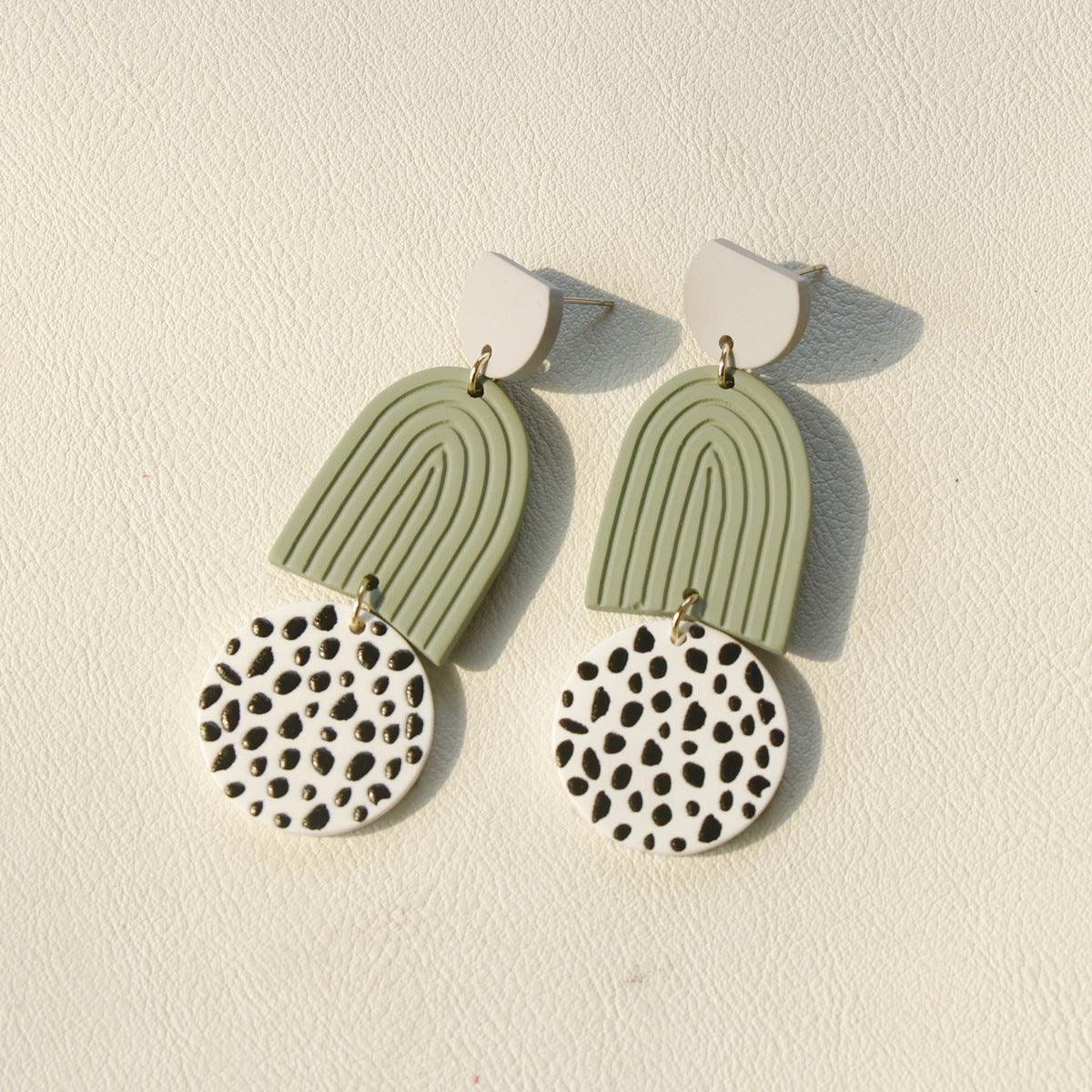 FRENCH RIVIERA|Lilly green graphic earrings