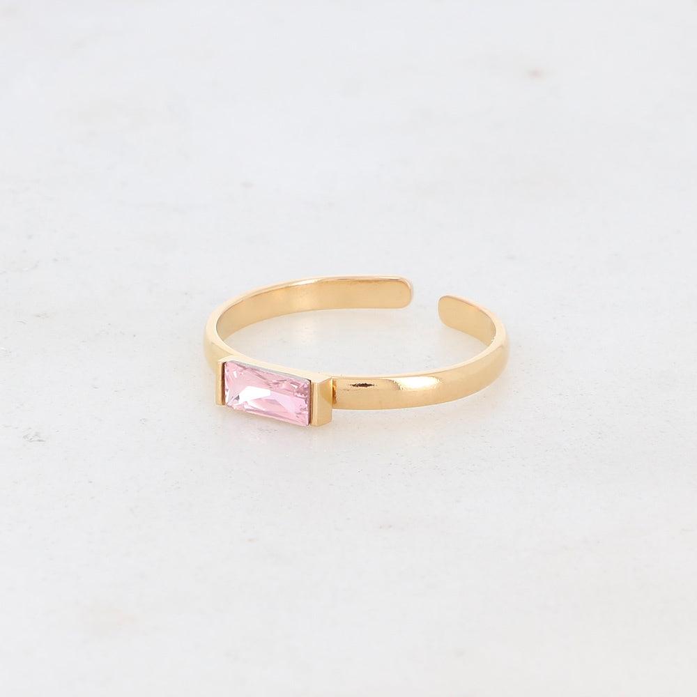 BOHM PARIS|Bague Macy -surgical steel ring with pink stone