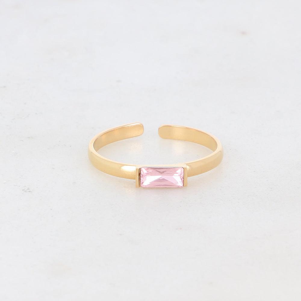 BOHM PARIS|Bague Macy -surgical steel ring with pink stone