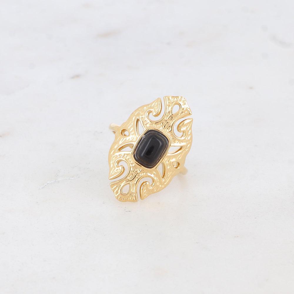 BOHM PARIS | Bague Sélina surgical steel ring with onyx natural stone