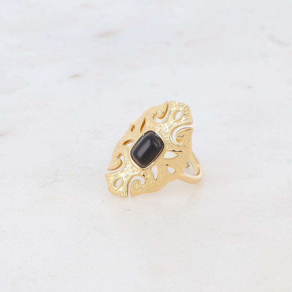 BOHM PARIS | Bague Sélina surgical steel ring with onyx natural stone