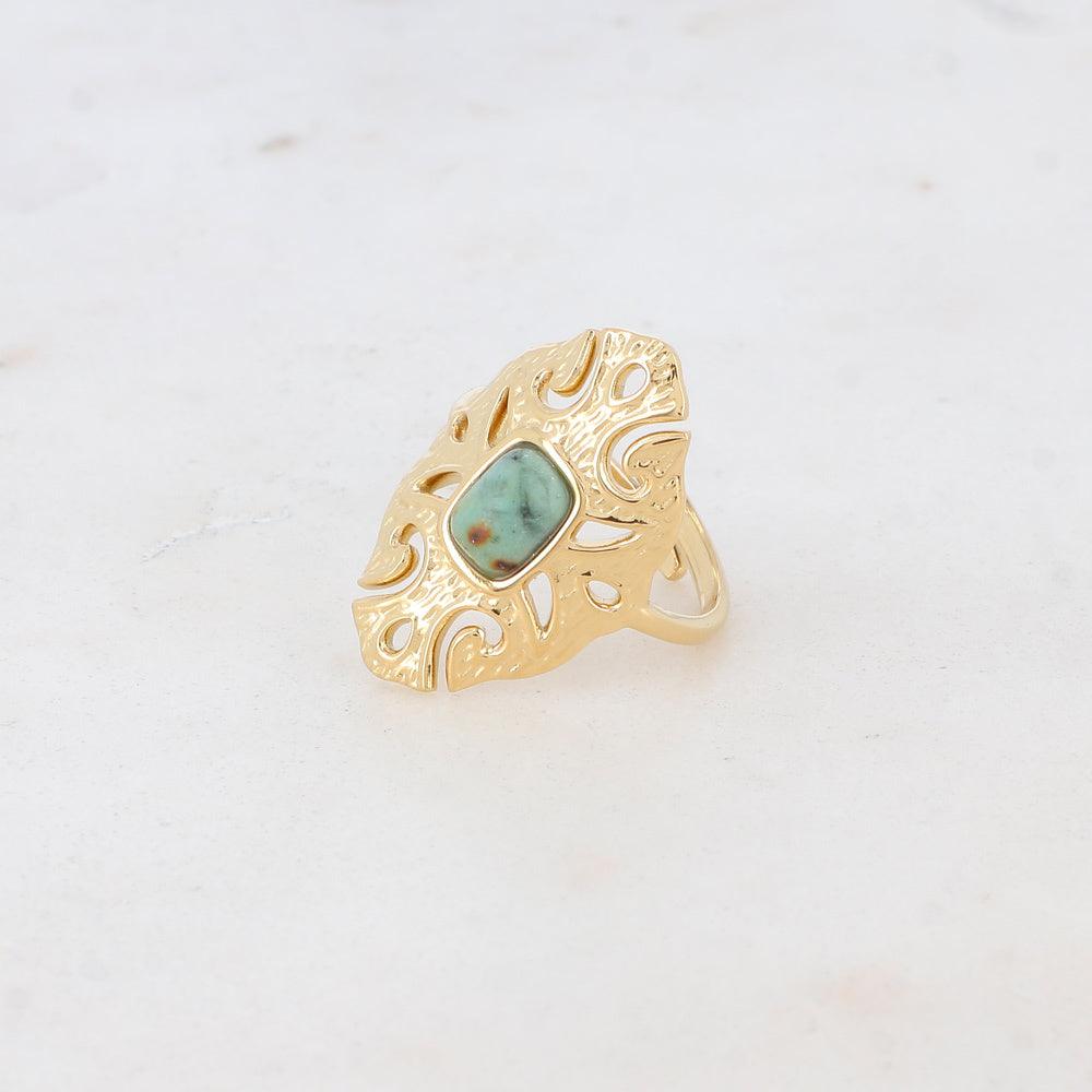 BOHM PARIS|Bague Sélina -surgical steel ring with African turquoise stone