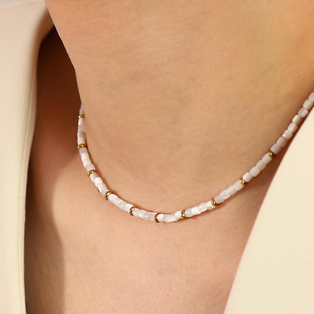 FRENCH RIVIERA|Peyton pearl necklace in surgical steel