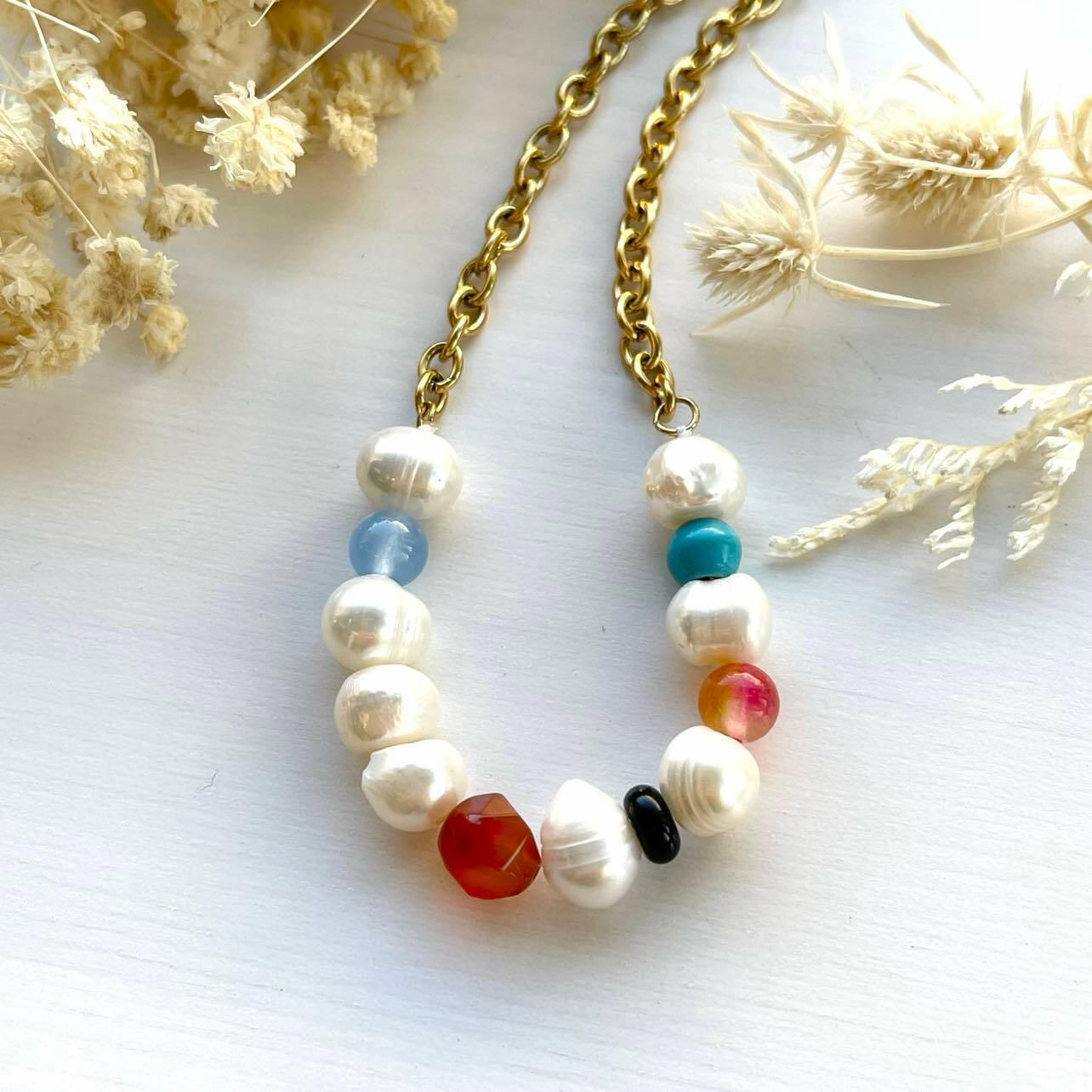 FRENCH RIVIERA|Reese multicolor surgical steel necklace