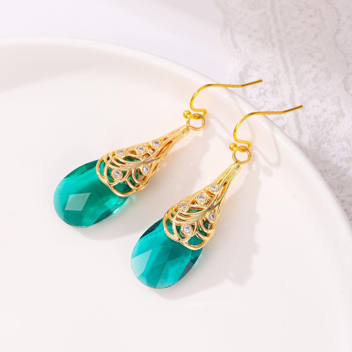 FRENCH RIVIERA|Scarlett Earrings -vihreät pisarakorvakorut