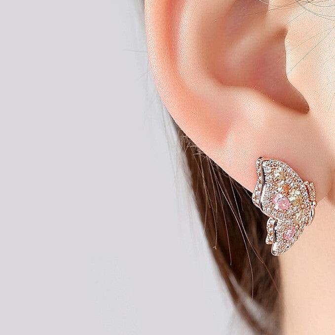 FRENCH RIVIERA|Butterfly Earrings -rose gold butterfly earrings