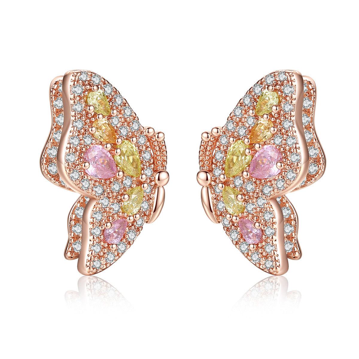 FRENCH RIVIERA|Butterfly Earrings -rose gold butterfly earrings