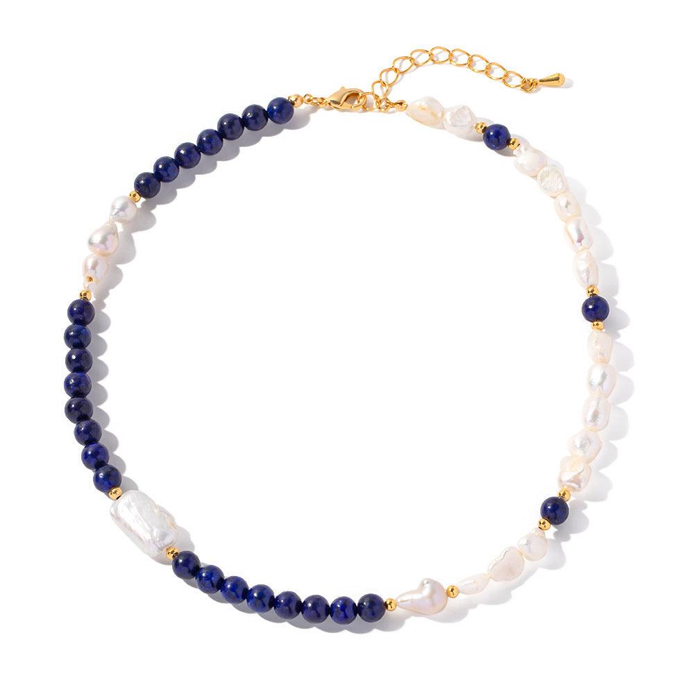 FRENCH RIVIERA|Laurel freshwater pearl necklace with blue pearls