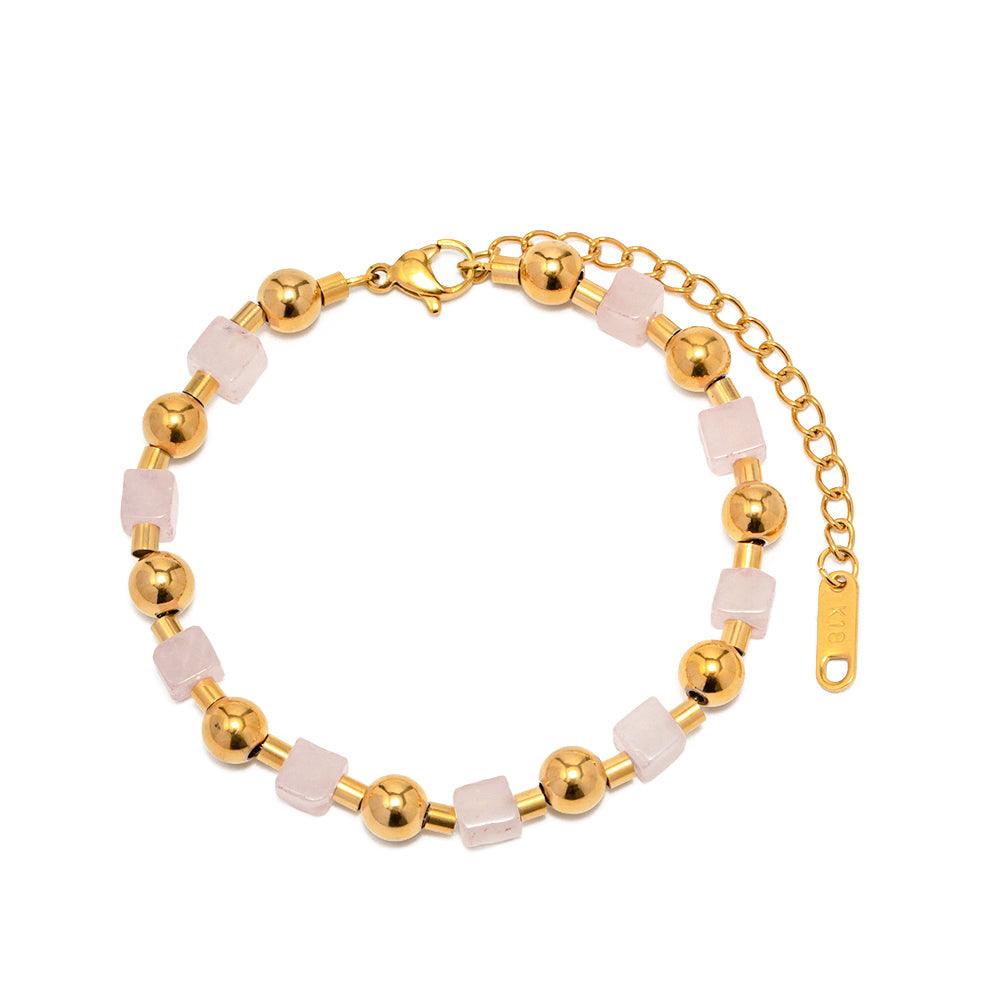 FRENCH RIVIERA|Heather Bracelet -natural stone bracelet made of surgical steel