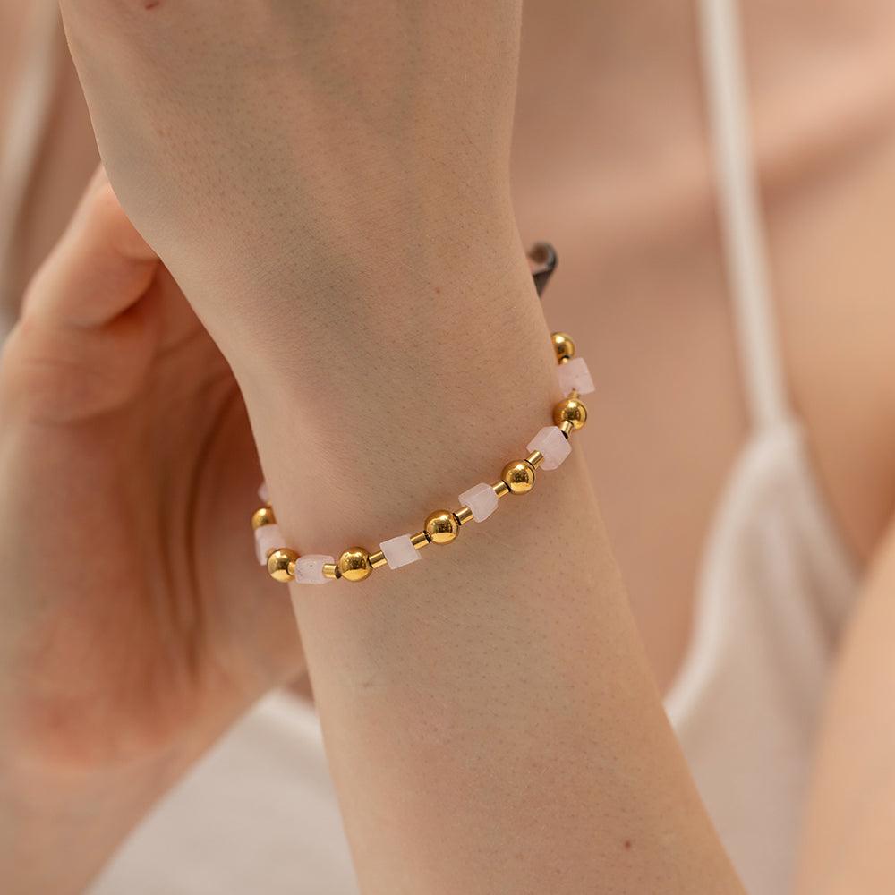 FRENCH RIVIERA|Heather Bracelet -luonnonkivirannekoru kirurginterästä