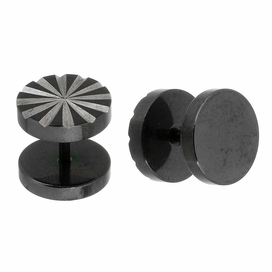 Earring|Thomas Earring -black fake plug with decorative cuts