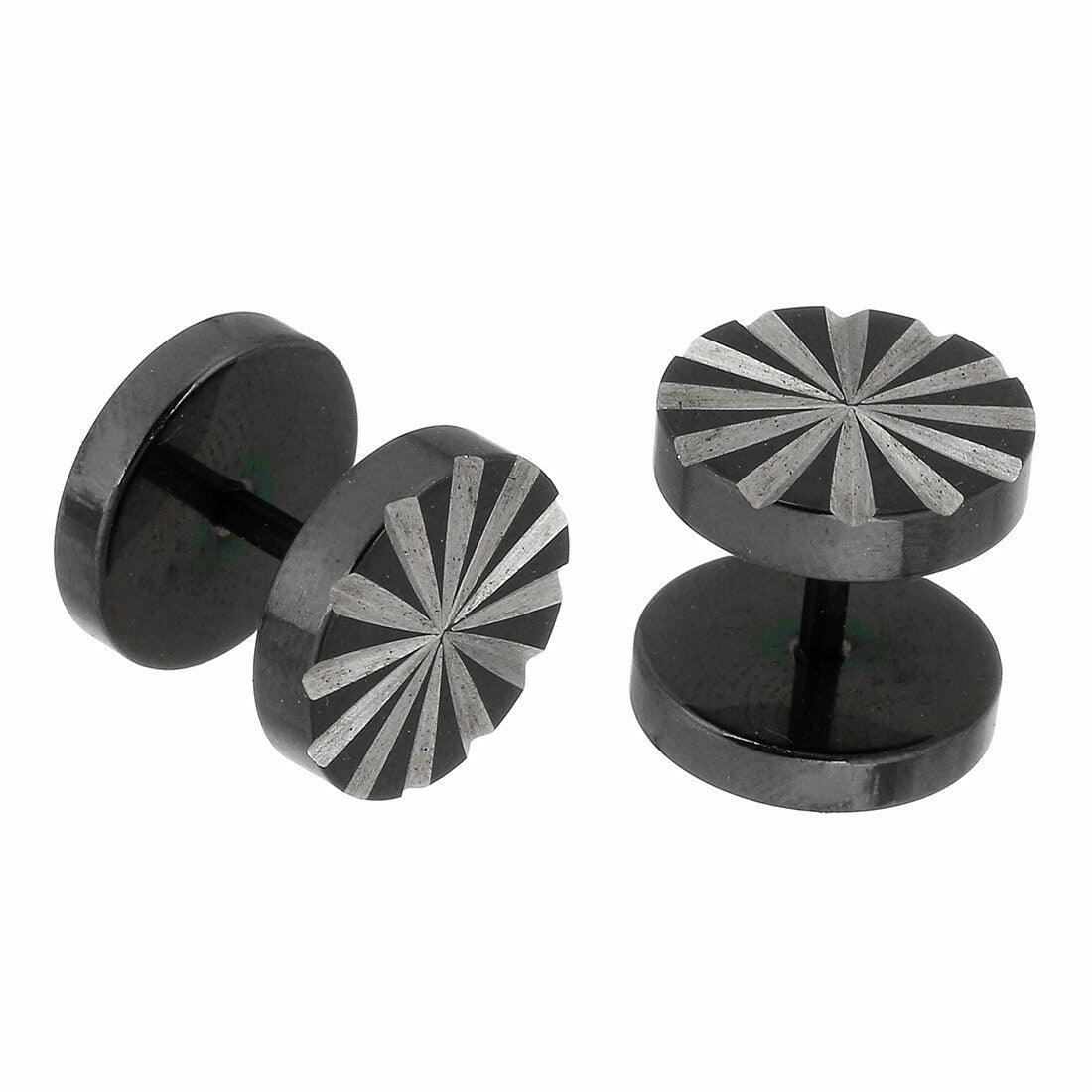 Earring|Thomas Earring -black fake plug with decorative cuts