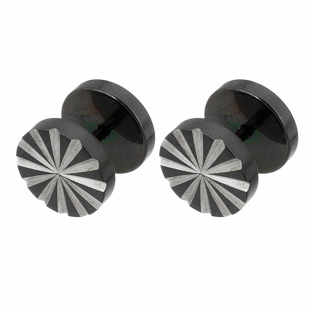 Earring|Thomas Earring -black fake plug with decorative cuts