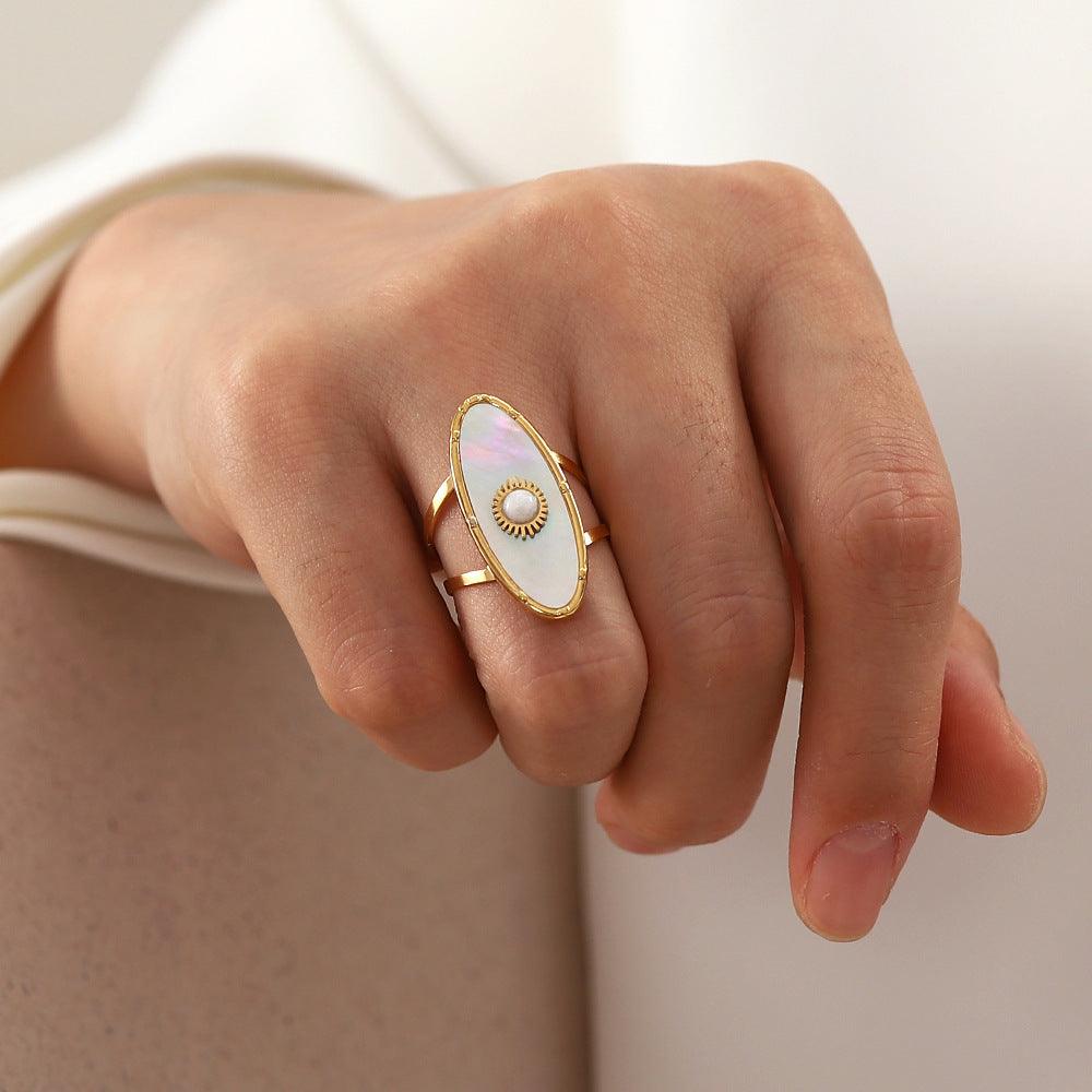 FRENCH RIVIERA|Serenity mother-of-pearl surgical steel ring