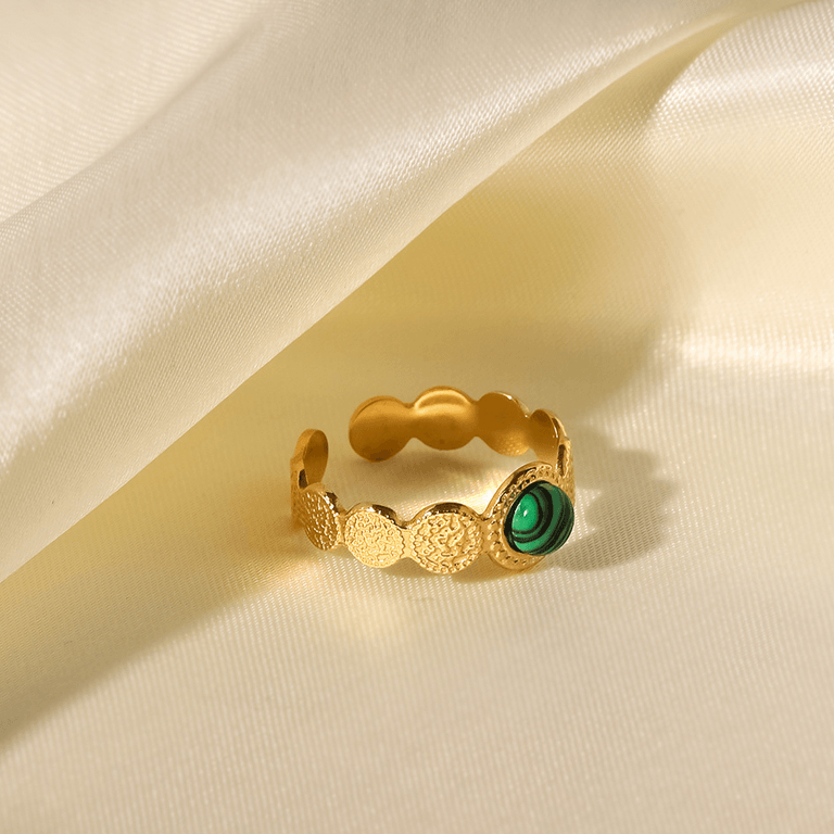 FRENCH RIVIERA|Anais green stone surgical steel ring