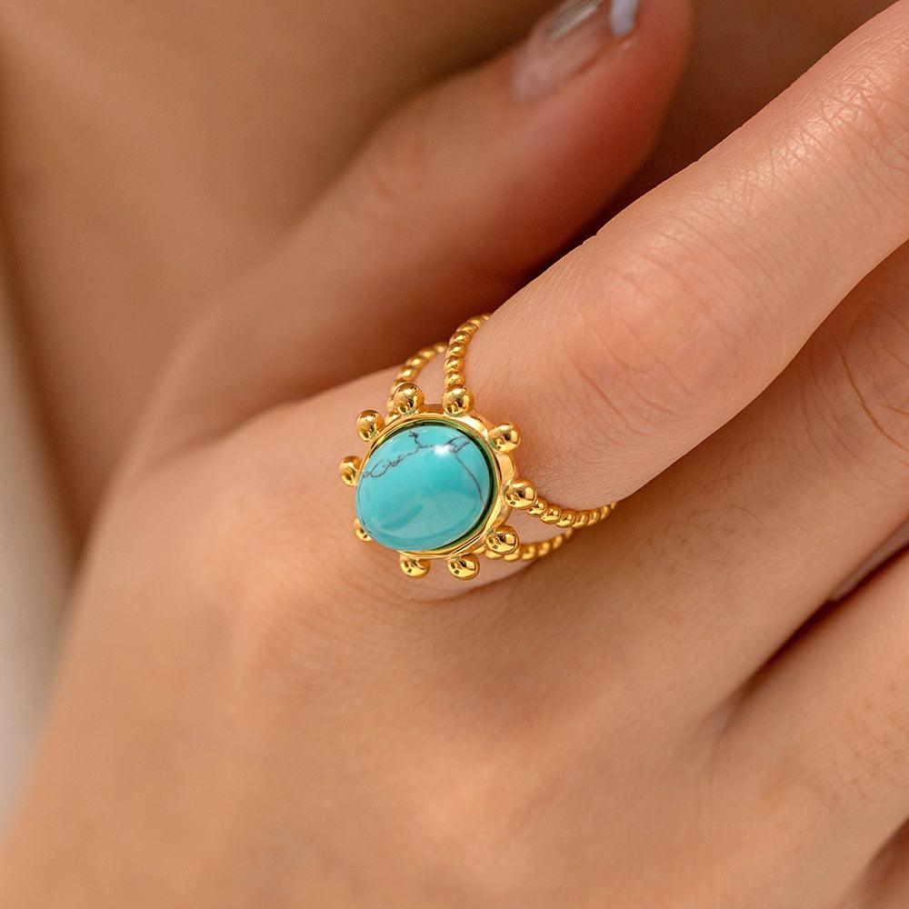 FRENCH RIVIERA|Eloise -turquoise stone surgical steel ring