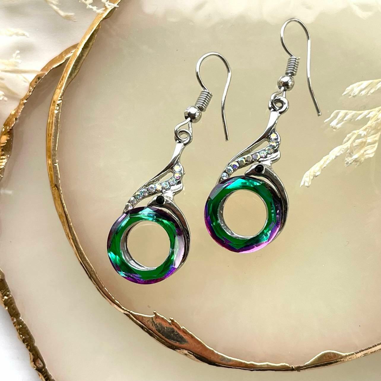 Earrings, Davina Earrings - green earrings