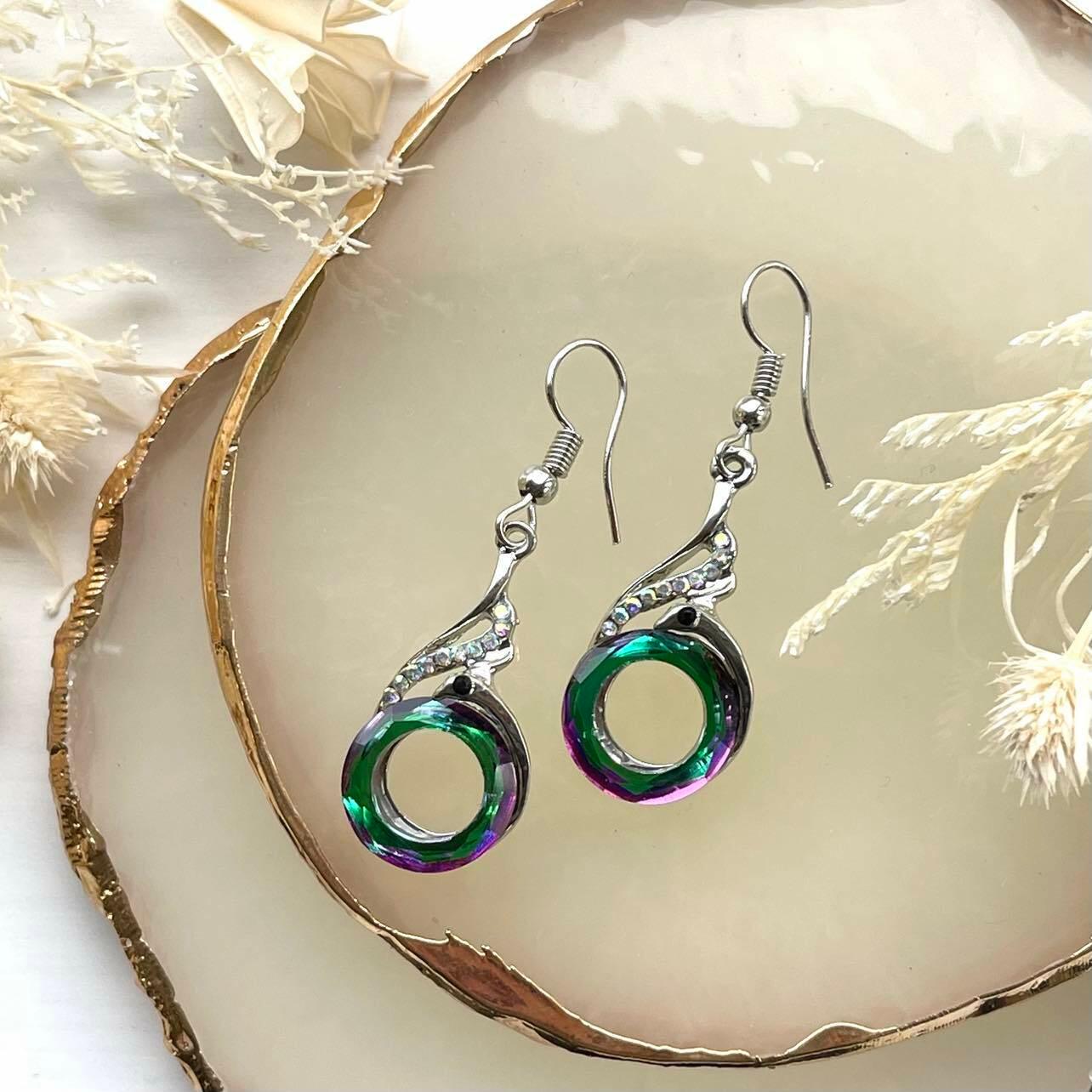 Earrings, Davina Earrings - green earrings