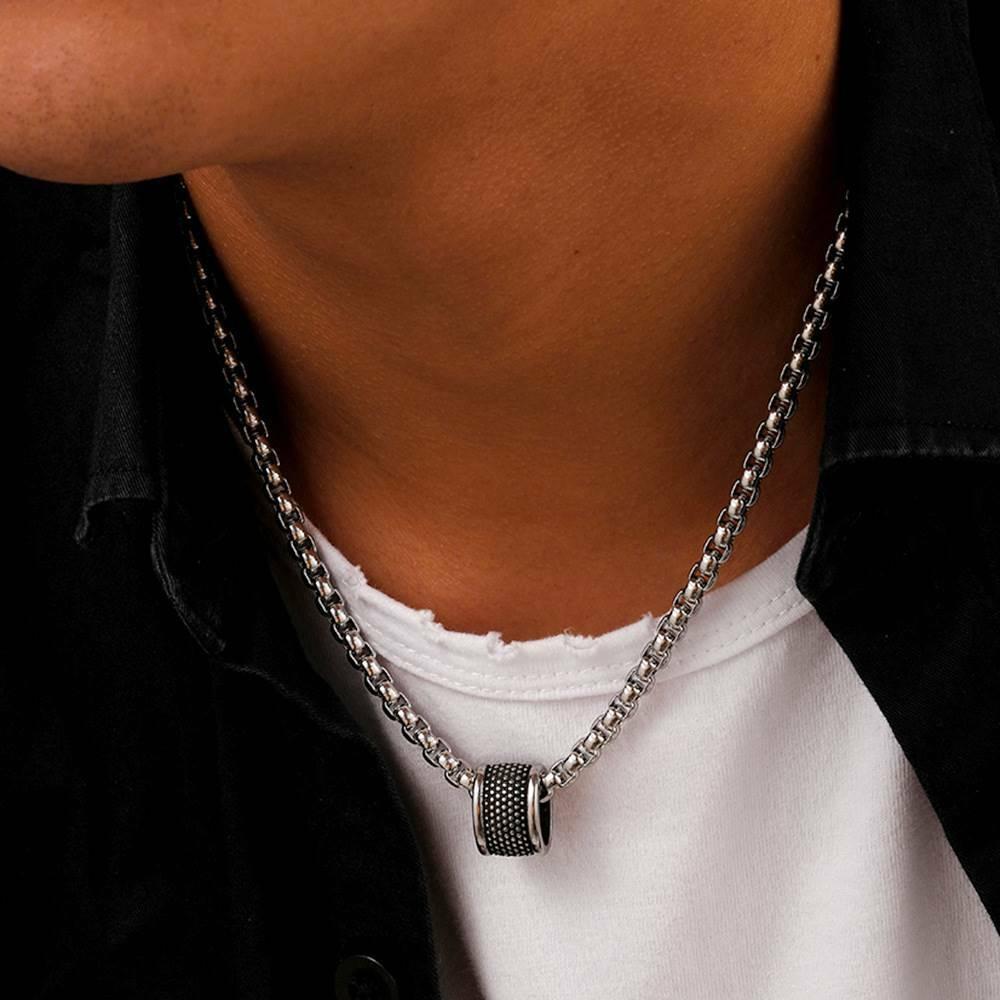 Surgical steel necklace, Zacharias -simple pendant with chain