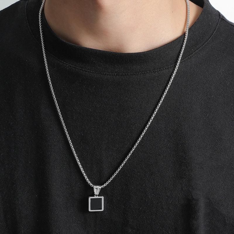 Surgical steel necklace, Samuel - simple pendant with chain