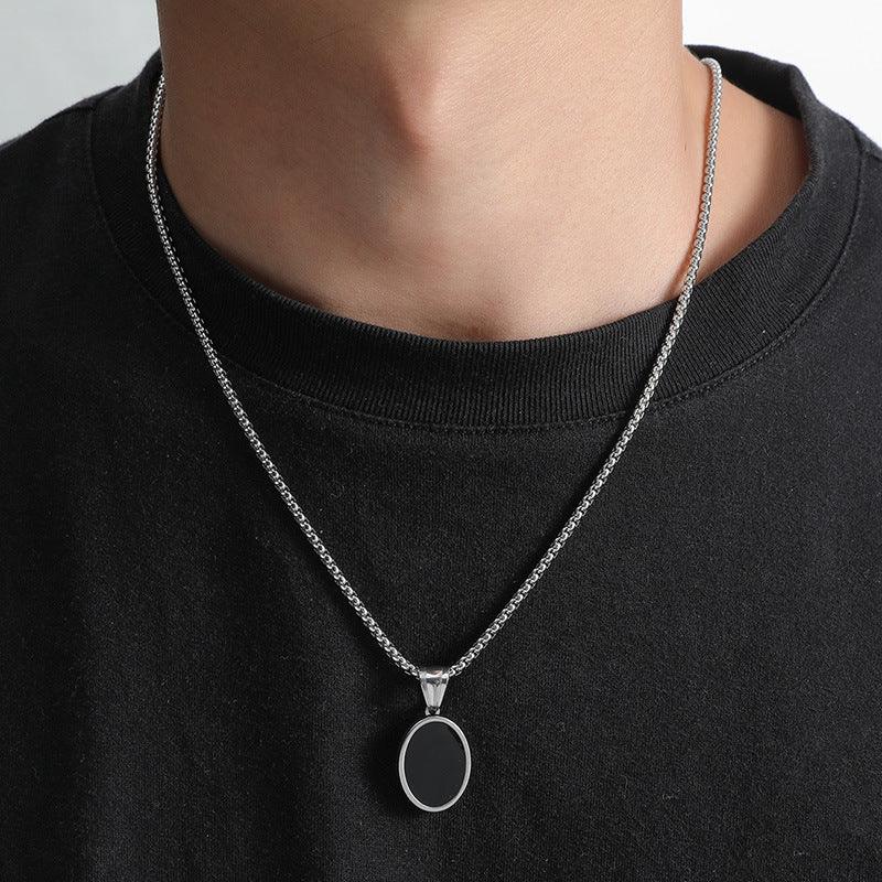 Surgical steel necklace, Stefan - simple pendant with chain