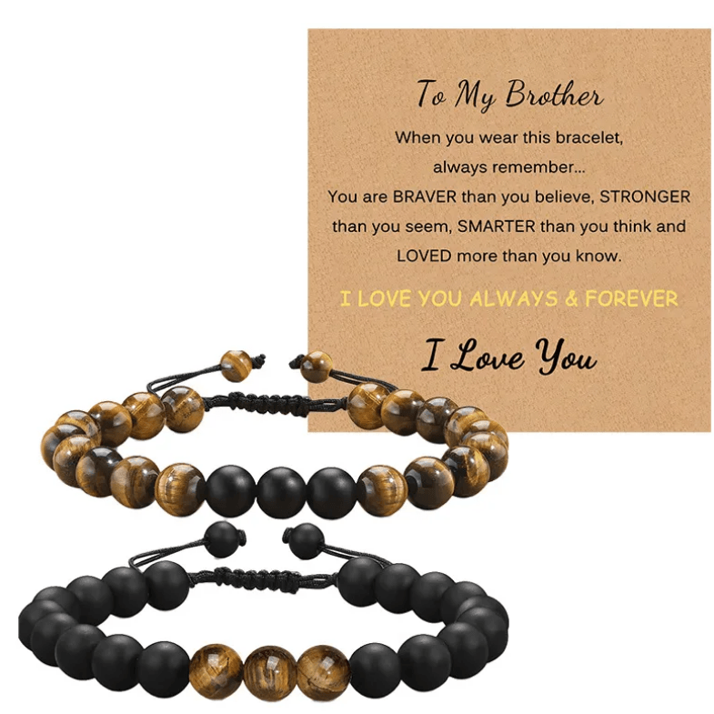 Bracelet set with natural stone bracelets, To My Brother