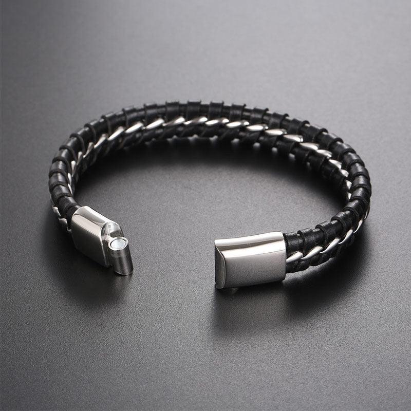 Leather bracelet, Alex - simple bracelet with steel decorations