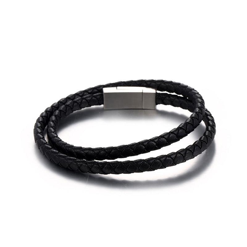 Leather bracelet, Theo - simple bracelet with steel decorations