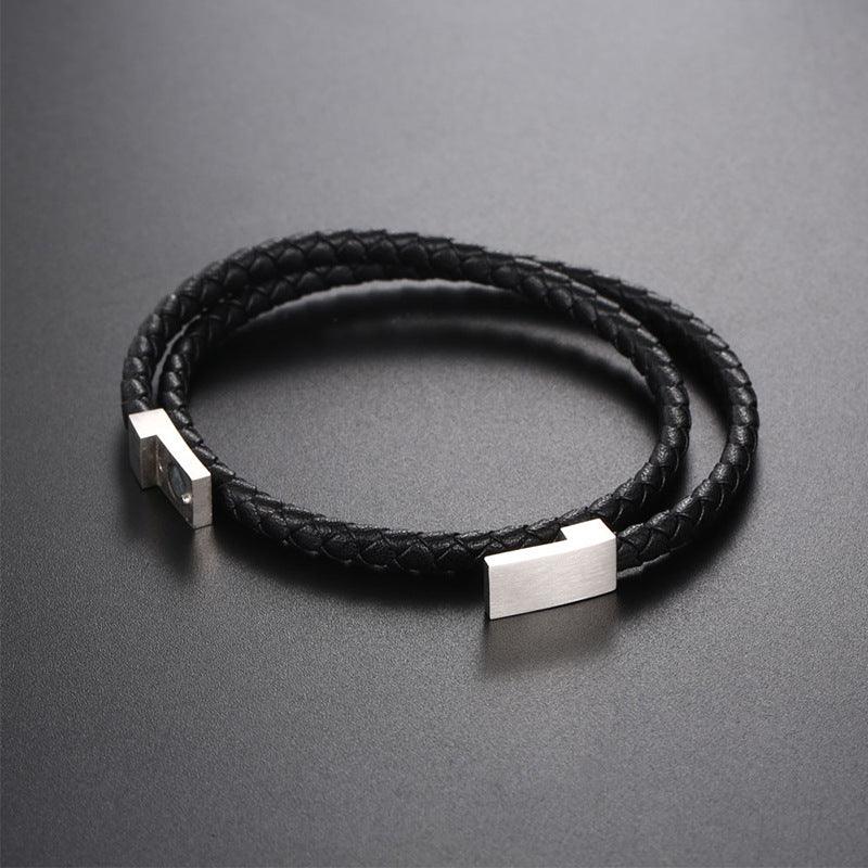 Leather bracelet, Theo - simple bracelet with steel decorations