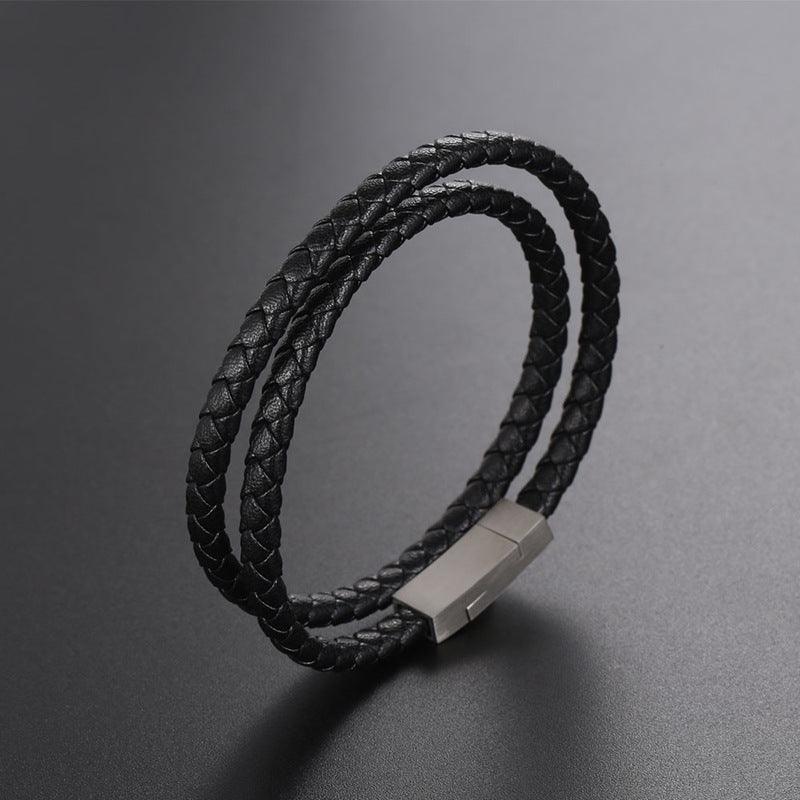 Leather bracelet, Theo - simple bracelet with steel decorations