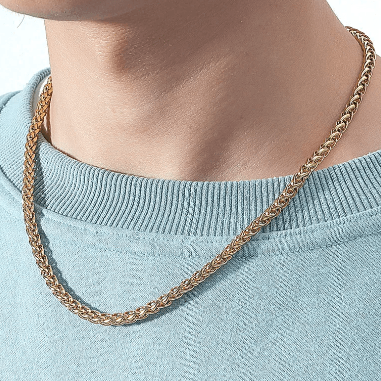 Surgical steel necklace, Oliver braided chain (gold)