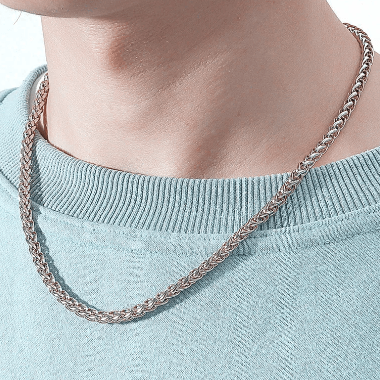 Surgical steel necklace, Oliver braided chain (silver)