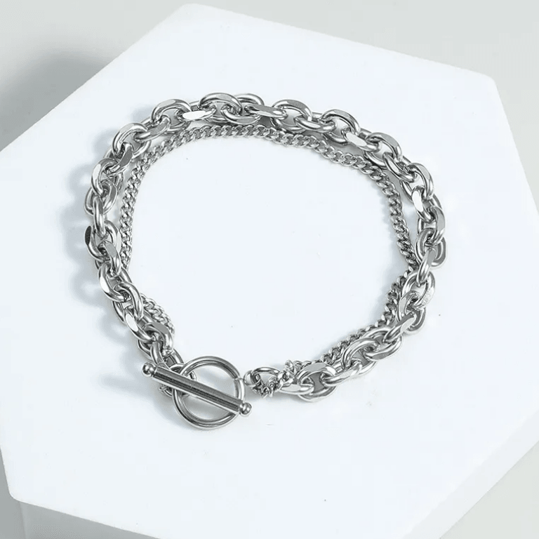 Surgical steel bracelet, Sam double layer bracelet