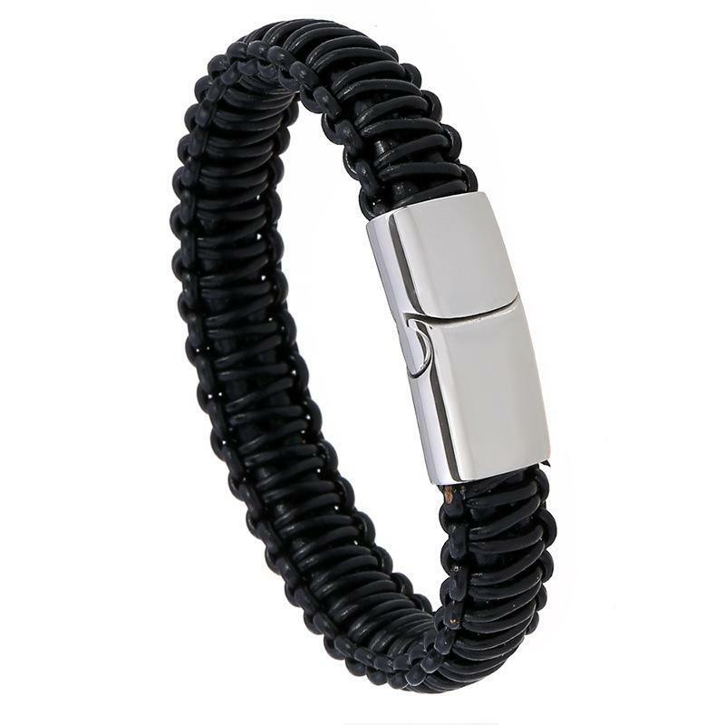 Leather bracelet, James - simple black bracelet