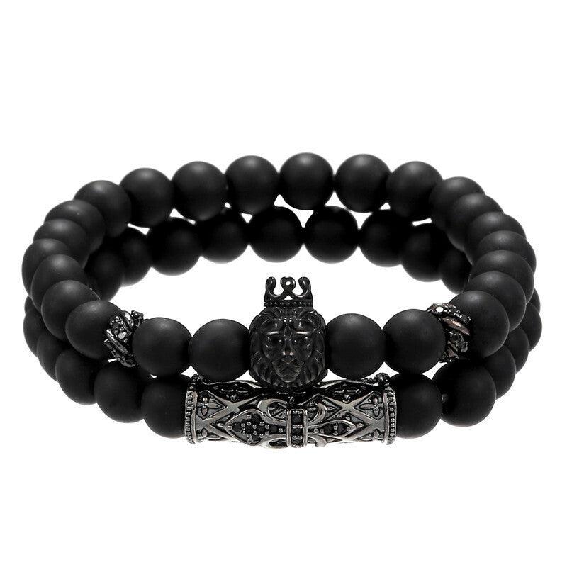 Bracelet set, Lion -black set with dark decorations