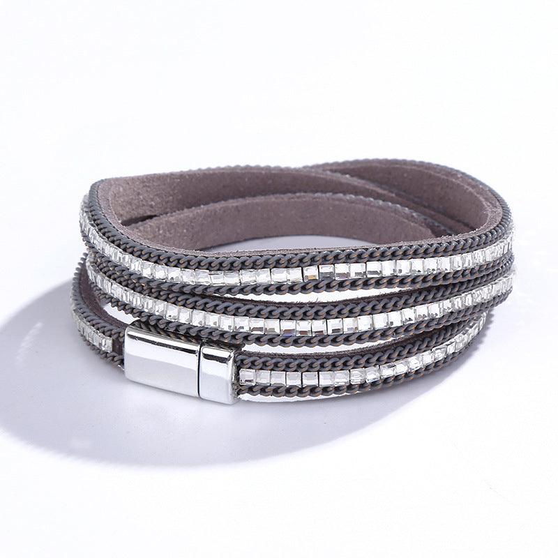 FRENCH RIVIERA|Bettine -gray layered bracelet with glitter