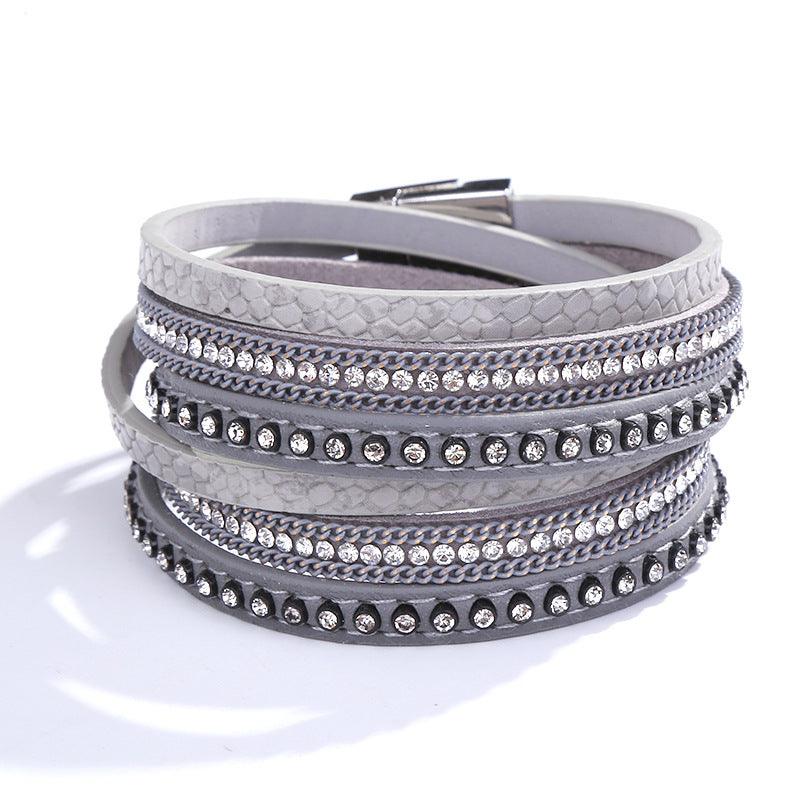 FRENCH RIVIERA|Bettine -gray layered bracelet with glitter