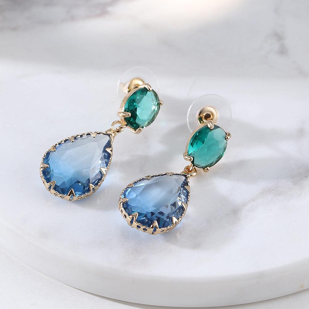 FRENCH RIVIERA|Marietta Earrings -sini-vihreät pisarakorvakorut