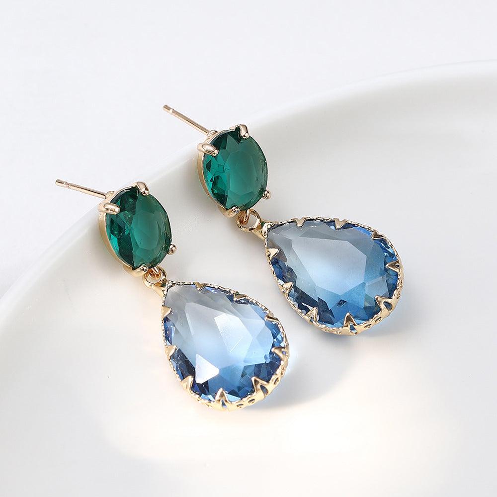 FRENCH RIVIERA|Marietta Earrings -sini-vihreät pisarakorvakorut