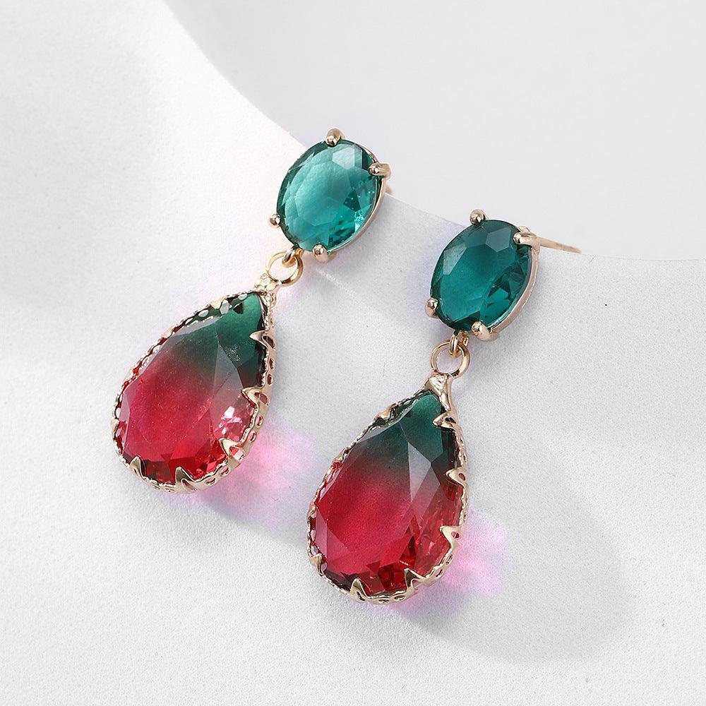 FRENCH RIVIERA|Marietta Earrings -red-green drop earrings