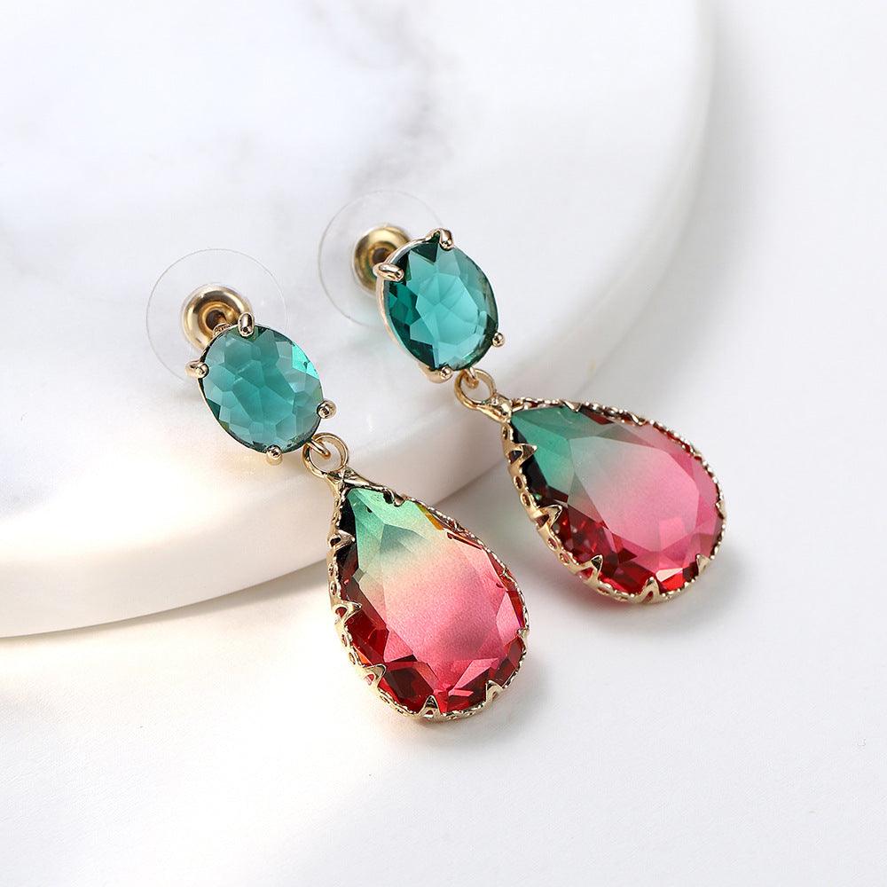 FRENCH RIVIERA|Marietta Earrings -red-green drop earrings