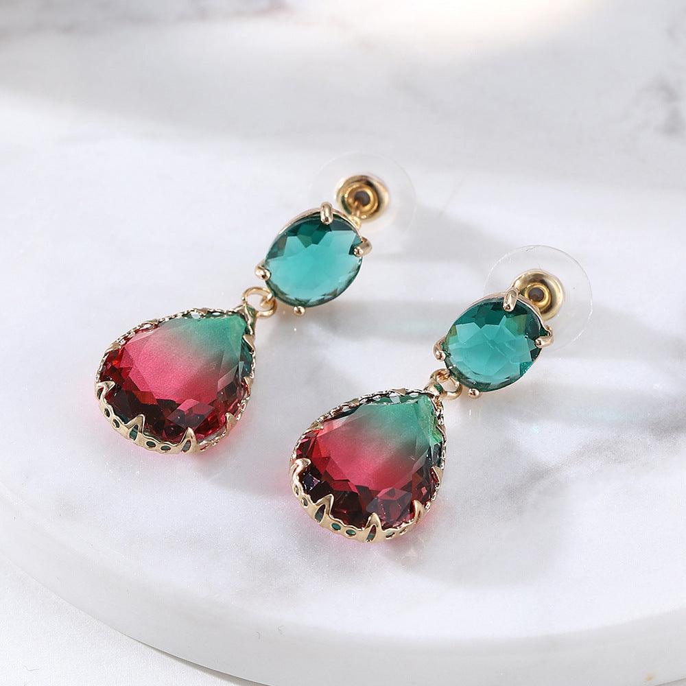 FRENCH RIVIERA|Marietta Earrings -red-green drop earrings