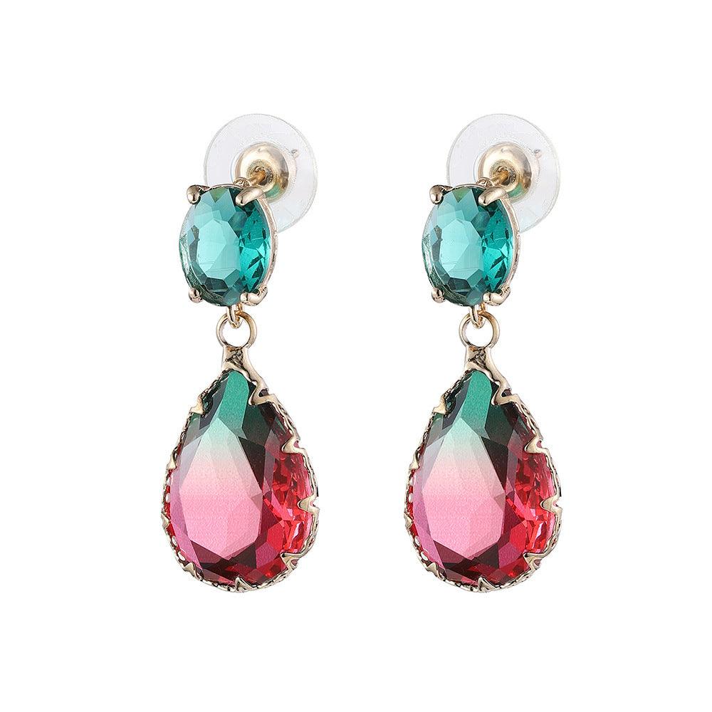 FRENCH RIVIERA|Marietta Earrings -puna-vihreät pisarakorvakorut