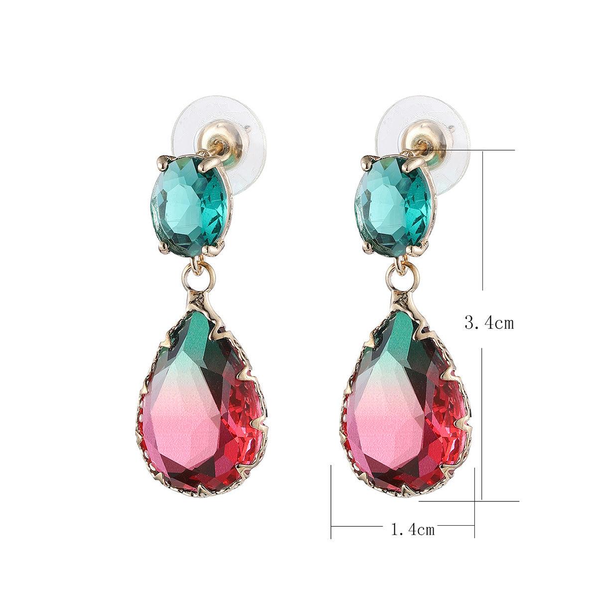 FRENCH RIVIERA|Marietta Earrings -puna-vihreät pisarakorvakorut