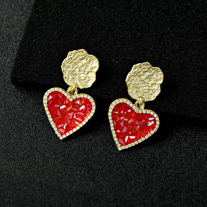 Earrings, FRENCH RIVIERA|Laure -red heart earrings