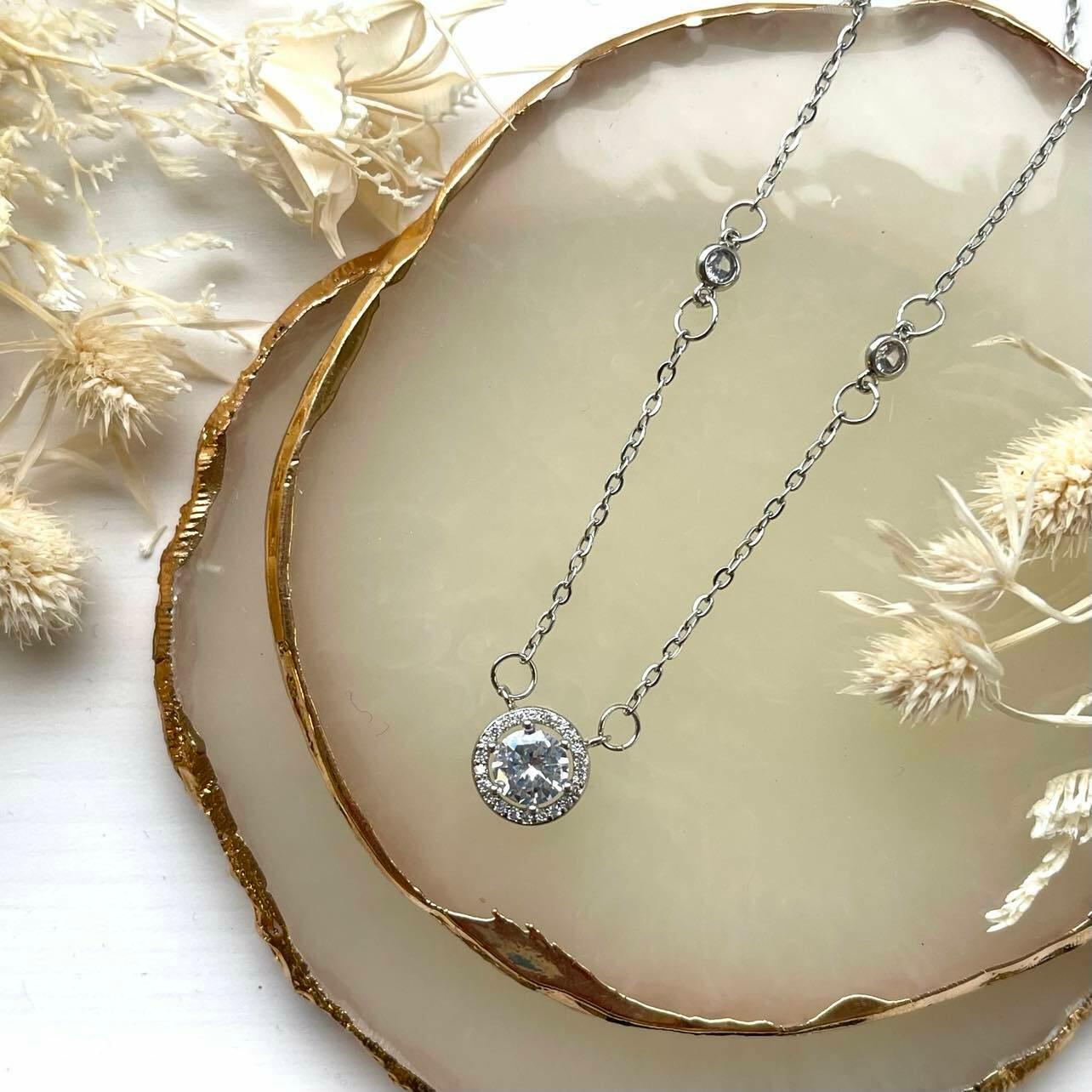 FRENCH RIVIERA|Rochelle Necklace -silver-colored sparkling necklace