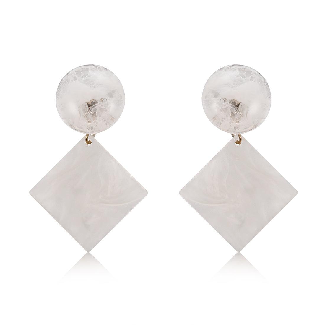 FRENCH RIVIERA|Jenine Earrings - white square earrings