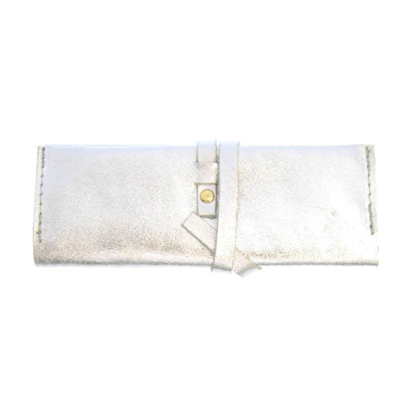 Pochette à bijoux Harmony leather jewelry storage roll (silver)